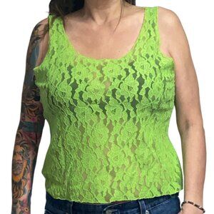 Sz.3X*Jonden*Neon Green Tank Top--Stretchy--Semi-Sheer